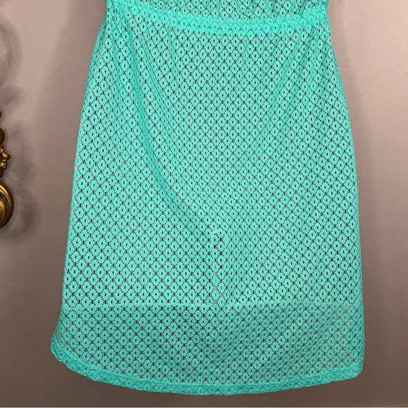 Juniors XL OP Teal Green Lace Strapless Dress Ruffle Swim Cover Vacation Beach - Picture 9 of 15